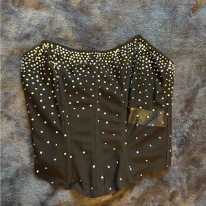 Edikted Black Corset Top with Silver Studs
